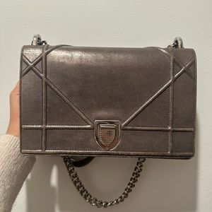 Christian Dior Medium Silver Diorama Flap Bag